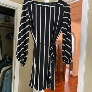 LOFT stripped dress with tie